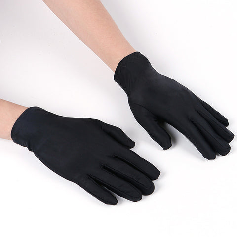 1Pair Spring Summer Spandex Gloves women Black White Etiquette Thin Stretch Gloves Dance Tight White Jewelry Gloves