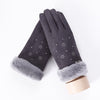 New Winter Female Lace Warm Cashmere Three Ribs Cute Bear Mittens Double thick Plush Wrist Women Touch Screen Driving Gloves 81C