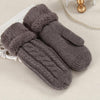 Women Fashion Knit Twist Flowers Mittens Winter Female Wool Plus Cashmere Velvet Thickening Warm Full Finger Gloves Guantes L46